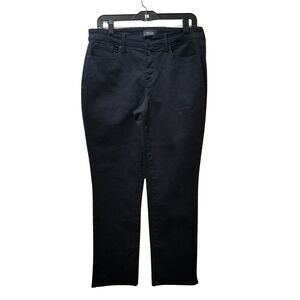 NYDJ Women's Black Sheri Slim Button Fly Lift Tuck Stretch Ankle Jeans Size 8
